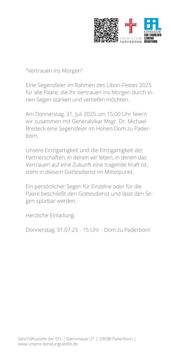 Segnungsgottesdienst für Paare - Libori 2025 - 2