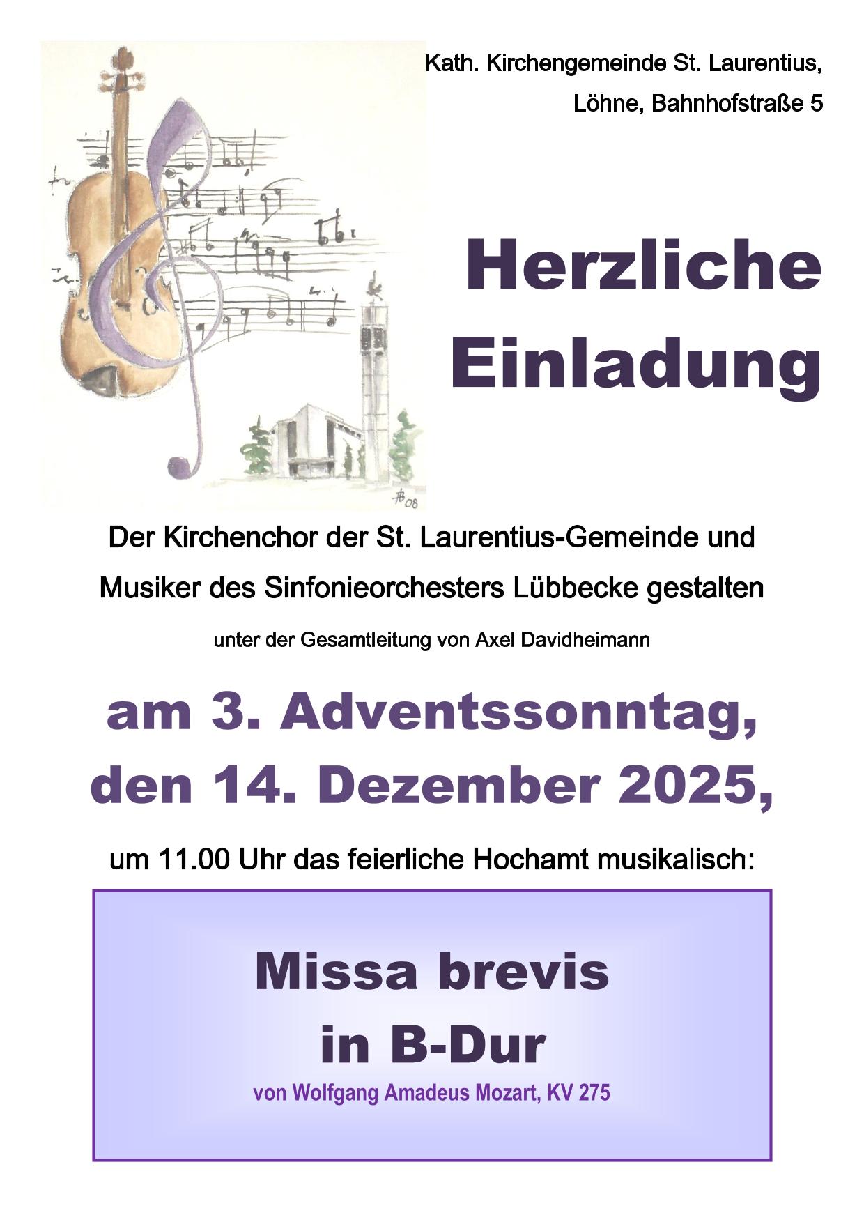 Plakat Mozart-Messe B-1; Adventskonzert